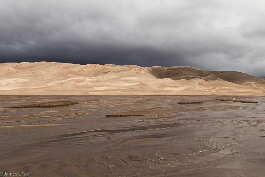 Picture, Great Sand Dunes Across the River with Stormy Skies